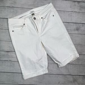 5/ $25 Ann Taylor LOFT Women's White Denim Bicycle Shorts with Stretch  Size 4